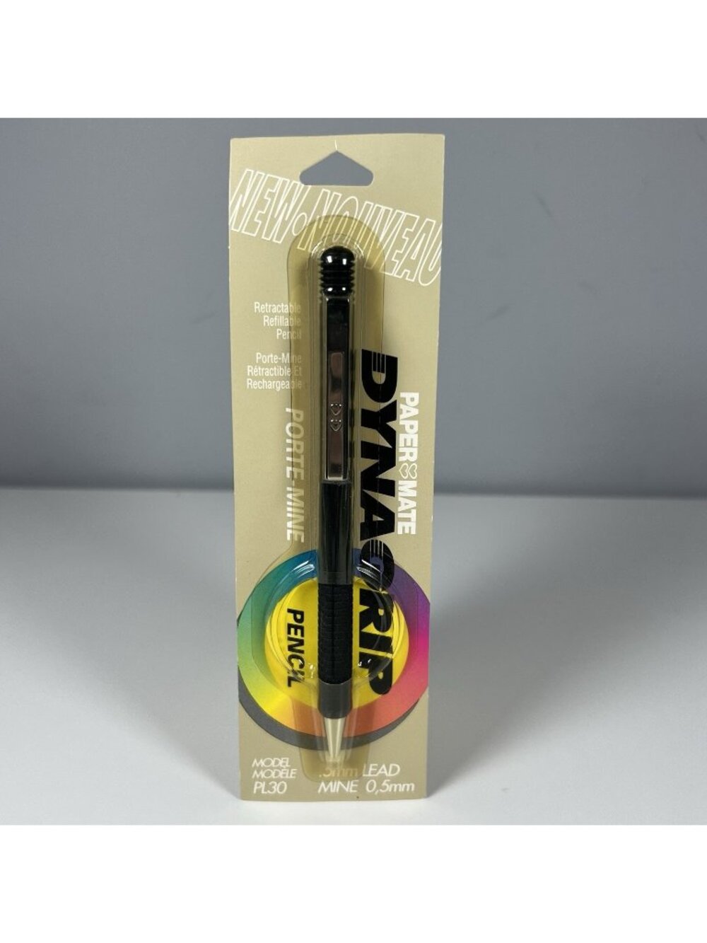 NOS Vtg Paper Mate Dynagrip PL30 Cushion Grip Mechanical Pencil 0.5 Black New